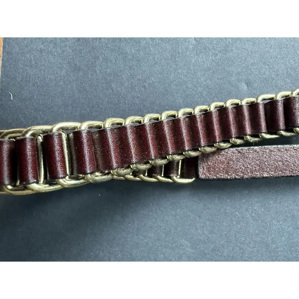 The Limited Belt Womens Large Vintage Skinny Leather Chain Brown Gold Y2K 80s